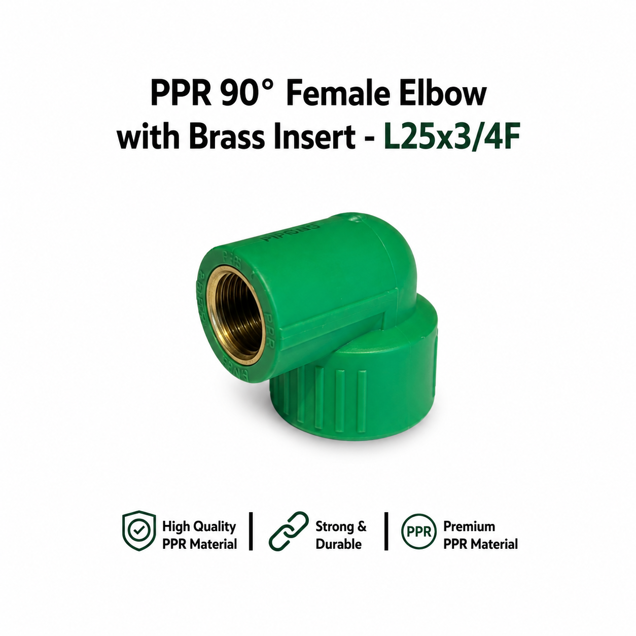 PP-R 90° Female Elbow with Brass Insert - L25x3/4F